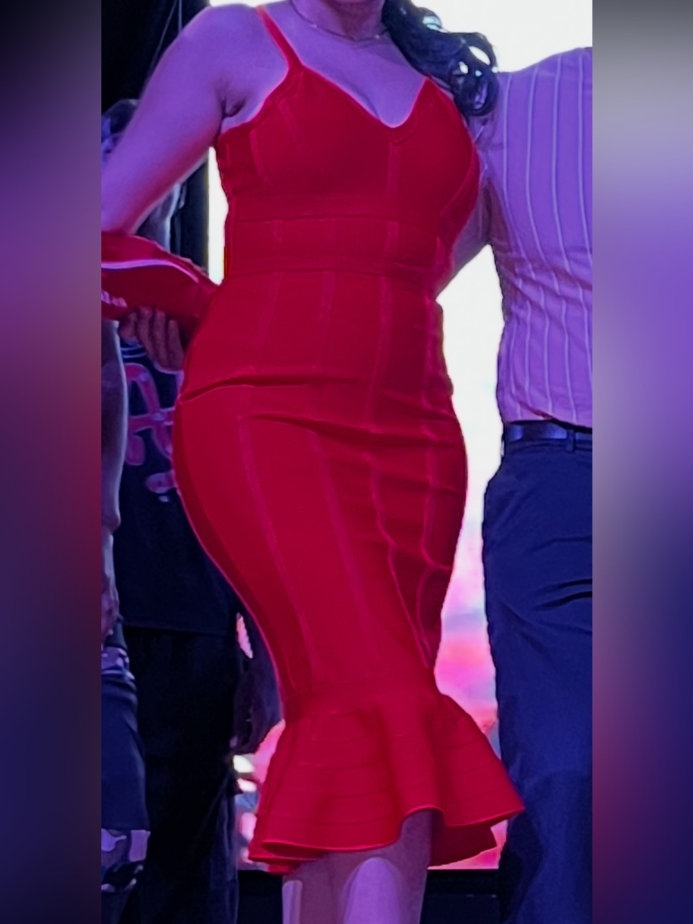 Fiery Red Bodycon Mermaid Bandage Dress Vegas Cocktail Party Dress Large